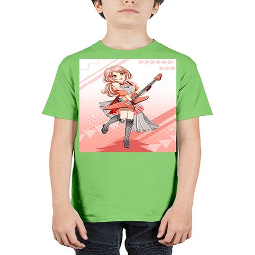 Cute rock star girl with guitar game 17# - anime - Youth Tee Unisex
