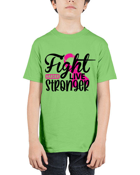 Fight Harder Live Stronger 27# - breast cancer - Youth Tee Unisex