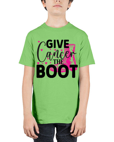 Give Cancer the Boot 24# - breast cancer - Youth Tee Unisex