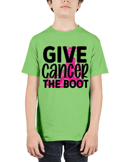 Give Cancer the Boot 25# - breast cancer - Youth Tee Unisex