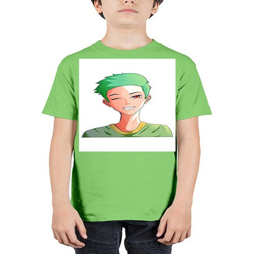 Handsome boy green hair wearing green shirt 35# - anime - Youth Tee Unisex
