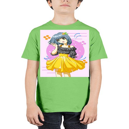 Happy and funny girl with black yellow dress in summer 41# - anime - Youth Tee Unisex