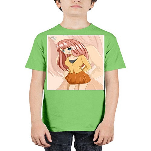 Happy beautiful and cute girl pink long hair 5# - anime - Youth Tee Unisex