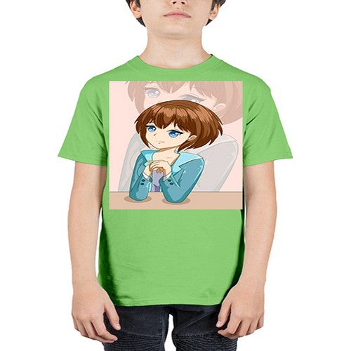 Happy beautiful and elegant girl brown hair 36# - anime - Youth Tee Unisex