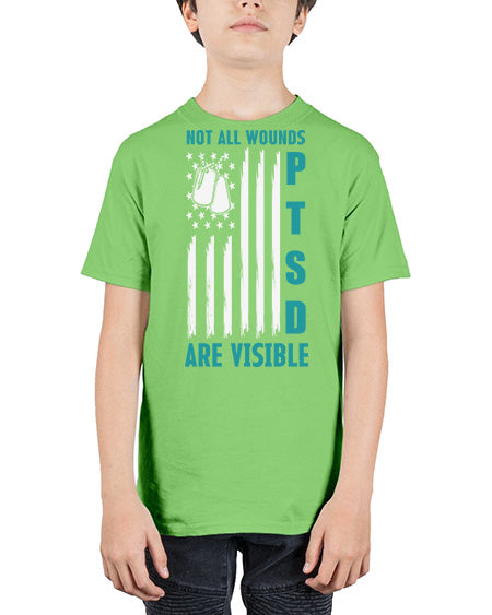 PTSD Awareness Not All Wounds 8# - PTSD - Youth Tee Unisex