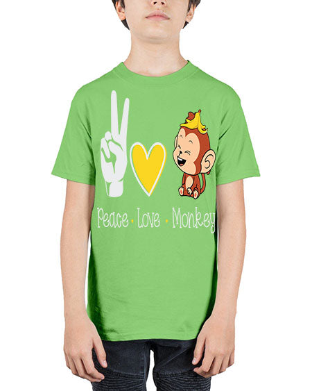 Peace Love Monkey 20# - monkey - Youth Tee Unisex
