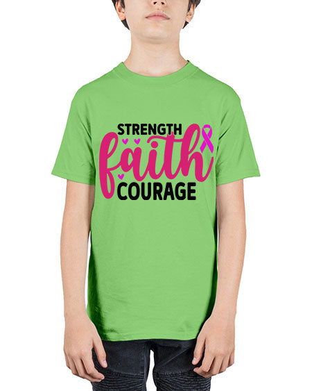 Strength Faith Courage 8# - breast cancer - Youth Tee Unisex