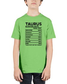 Taurus Nutrition Facts 490# - taurus - Youth Tee Unisex