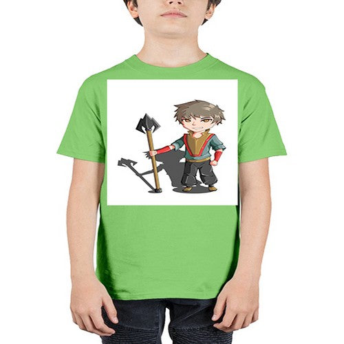 a little boy holding a spear79# - anime - Youth Tee Unisex