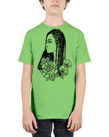 afro with flowers 70# - black girls or women - Youth Tee Unisex