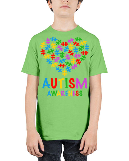 autism awareness heart love puzzle 15# - autism - Youth Tee Unisex