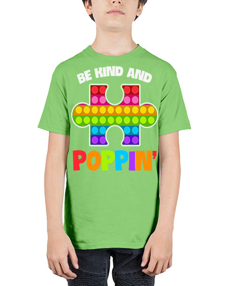 be kind and poppin autism 63# - autism - Youth Tee Unisex