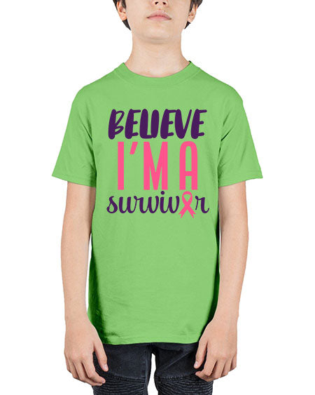believe im a survivor Style 16# - breast cancer - Youth Tee Unisex