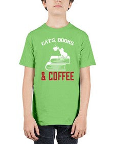 cats book and coffee Style 37# - cats - Youth Tee Unisex