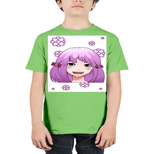 cute ponytails purple hair girl 63# - anime - Youth Tee Unisex
