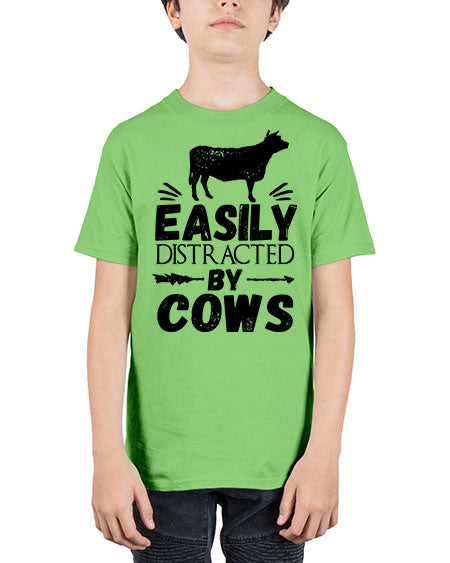 easily distracted by cows - cow - Youth Tee Unisex