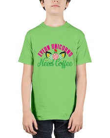 evern unicorns need coffee 126# - unicorn - Youth Tee Unisex