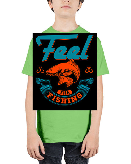 feel the fishing png 60# - shark-fish - Youth Tee Unisex
