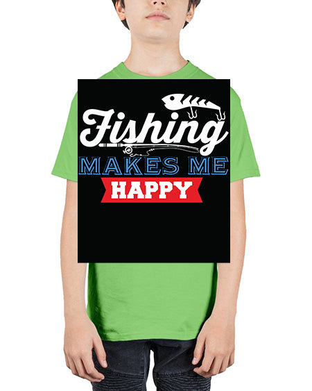 fishing makes me happy png 46# - shark-fish - Youth Tee Unisex
