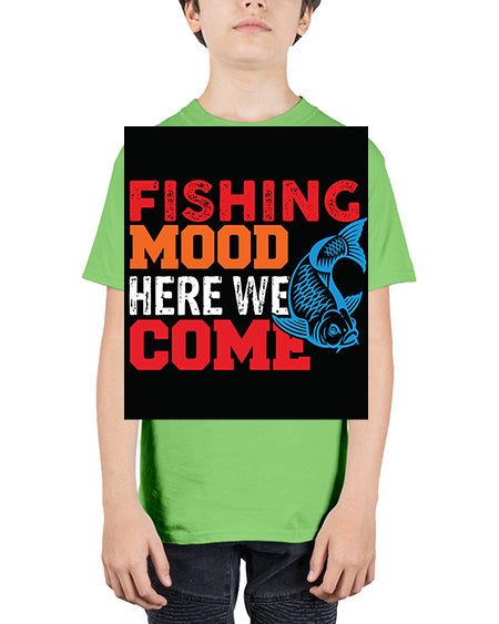 fishing mood here we come png 44# - shark-fish - Youth Tee Unisex