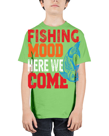 fishing mood here we come png 76# - shark-fish - Youth Tee Unisex