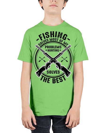 fishing solves most 74# - shark-fish - Youth Tee Unisex