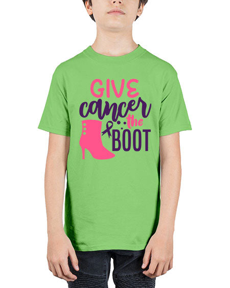 give cancer the boot Style 11# - breast cancer - Youth Tee Unisex