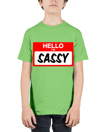 hello im sassy 129# - black words and phrases - Youth Tee Unisex
