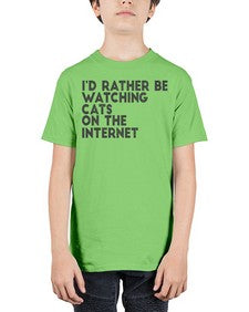 id rather be watching cats on the internet - cats - Youth Tee Unisex