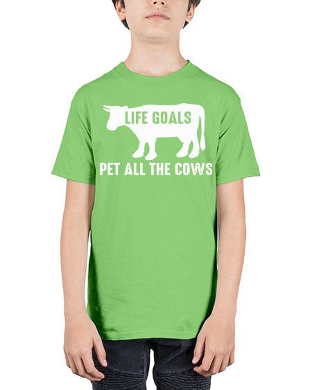 life goals pet all the cows - cow - Youth Tee Unisex