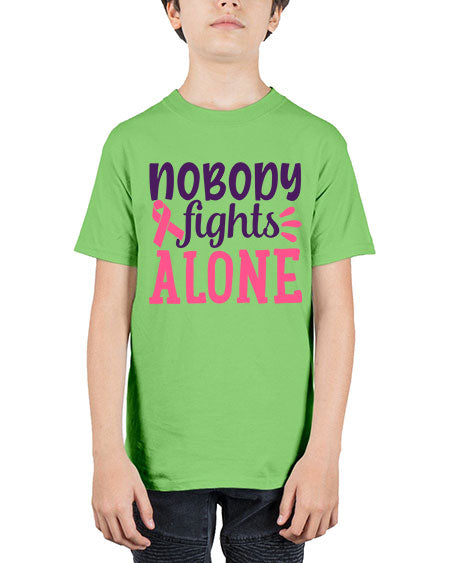 nobody fights alone Style 6# - breast cancer - Youth Tee Unisex