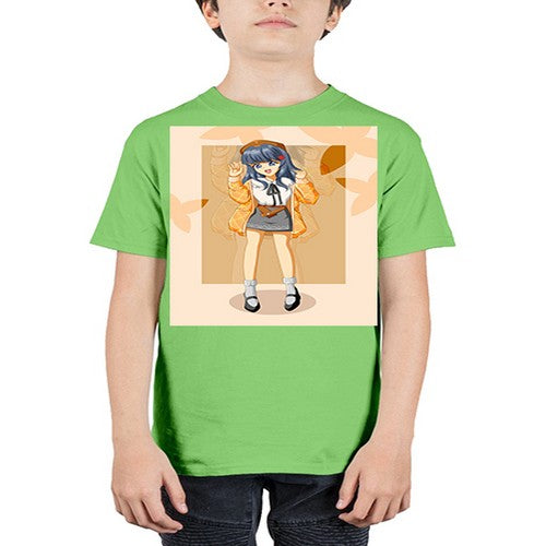 of beautiful girl with jacket 132# - anime - Youth Tee Unisex