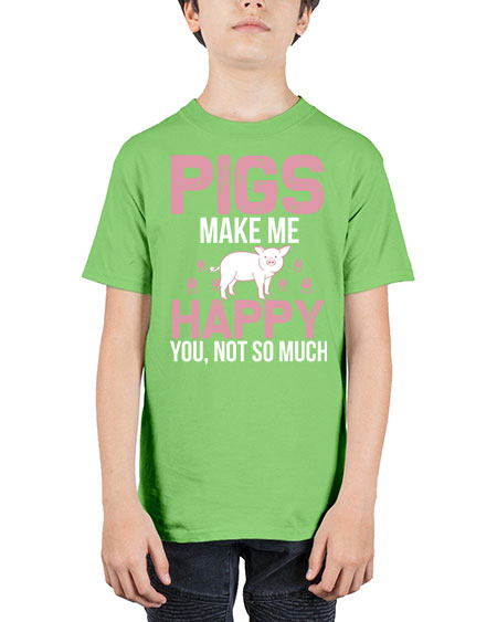 pigs make me happy Style 35# - pig - Youth Tee Unisex