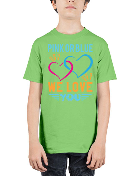 pink or blue we love you Style 190# - baby shower - Youth Tee Unisex