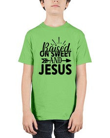 raised on sweet and jesus 1491# - tea - Youth Tee Unisex