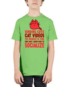 sending cute cat videos to people is the only way i know how to socialize - cats - Youth Tee Unisex