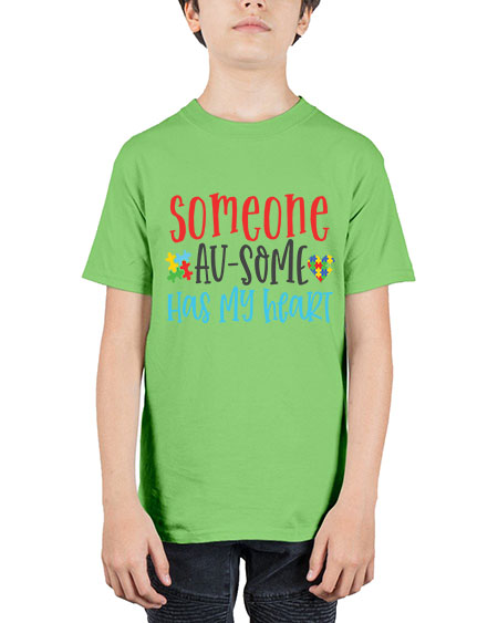 someone ausome has my heart Style 40# - autism - Youth Tee Unisex