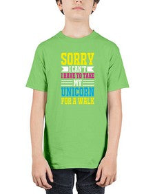 sorry i cant i have to take my unicorn for a walk 405# - unicorn - Youth Tee Unisex