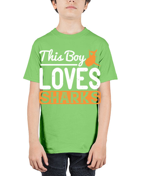 this boy loves sharks Style 14# - shark-fish - Youth Tee Unisex