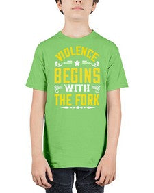 violence begins with the fork 456# - vegan - Youth Tee Unisex