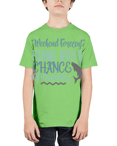 weekend forecast fishing with a chance of drinking 91# - shark-fish - Youth Tee Unisex