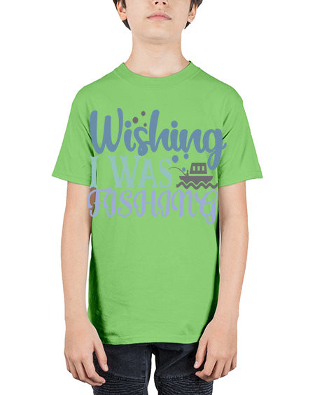 wishing i was fishing 90# - shark-fish - Youth Tee Unisex