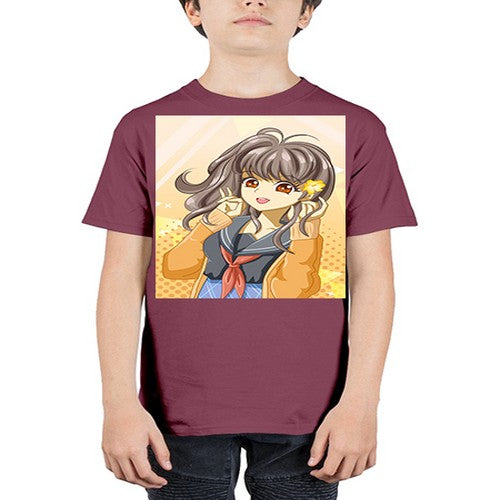 A beautiful and happy girl back to school 90# - anime - Youth Tee Unisex