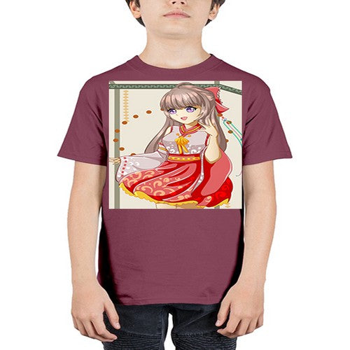 A beautiful and happy girl with kimono 104# - anime - Youth Tee Unisex