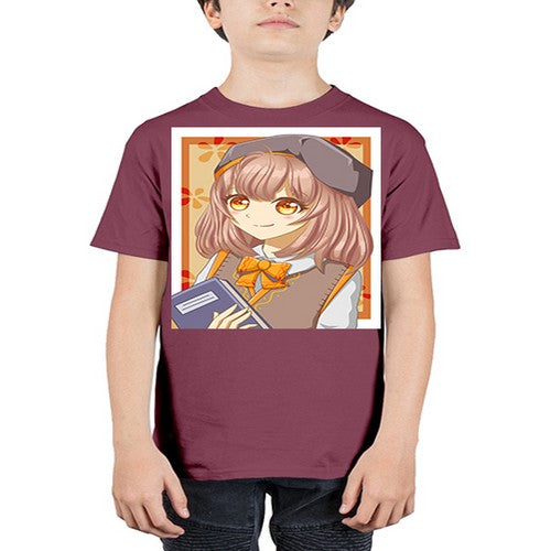 A beautiful girl wearing uniform with book 93# - anime - Youth Tee Unisex