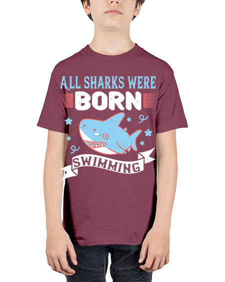 All sharks were born swimming Style 98# - shark-fish - Youth Tee Unisex