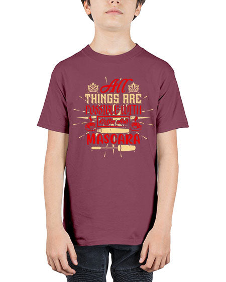 All things are possible with coffee and mascara Style 183# - beauty - fashion - Youth Tee Unisex