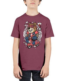 Bear scooterist 16# - cartoon animals - Youth Tee Unisex