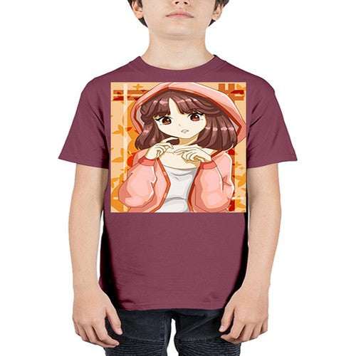 Beautiful and cute girl brown hair with jacket 81# - anime - Youth Tee Unisex