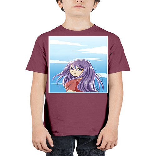 Beautiful and cute girl purple long hair in the summer with 109# - anime - Youth Tee Unisex